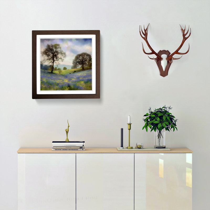 Bluebell Field Digital Art - Framed Print, Walnut
