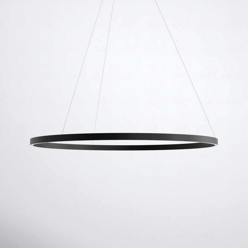 Mills 1 - Light LED Wagon Wheel Pendant, Black, 1.5" H x 39.5" W x 39.5" D