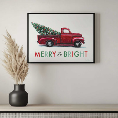 «Merry & Bright Red Truck» par Elizabeth Tyndall, reproduction d'art