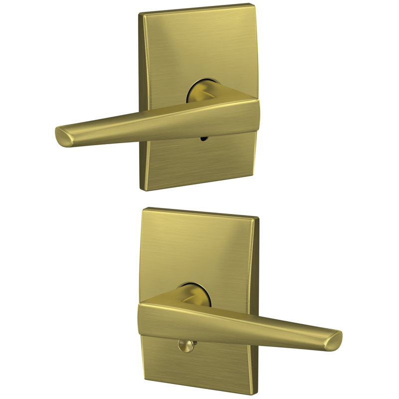 Levier de couloir et de lit-de-bain avec garniture Century Schlage Eller Custom, 2, Bronze vieilli