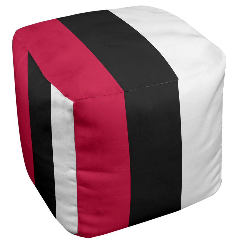 Repose-pieds cube new jersey college rayures, Rouge / Noir / Blanc