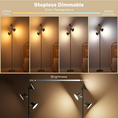 LED Tree Floor Lamp With Remote & Touch Control, 36W Dimmable Standing Lamp, 3 Rotatable Lights For Modern Living Room, Bedroom, Office