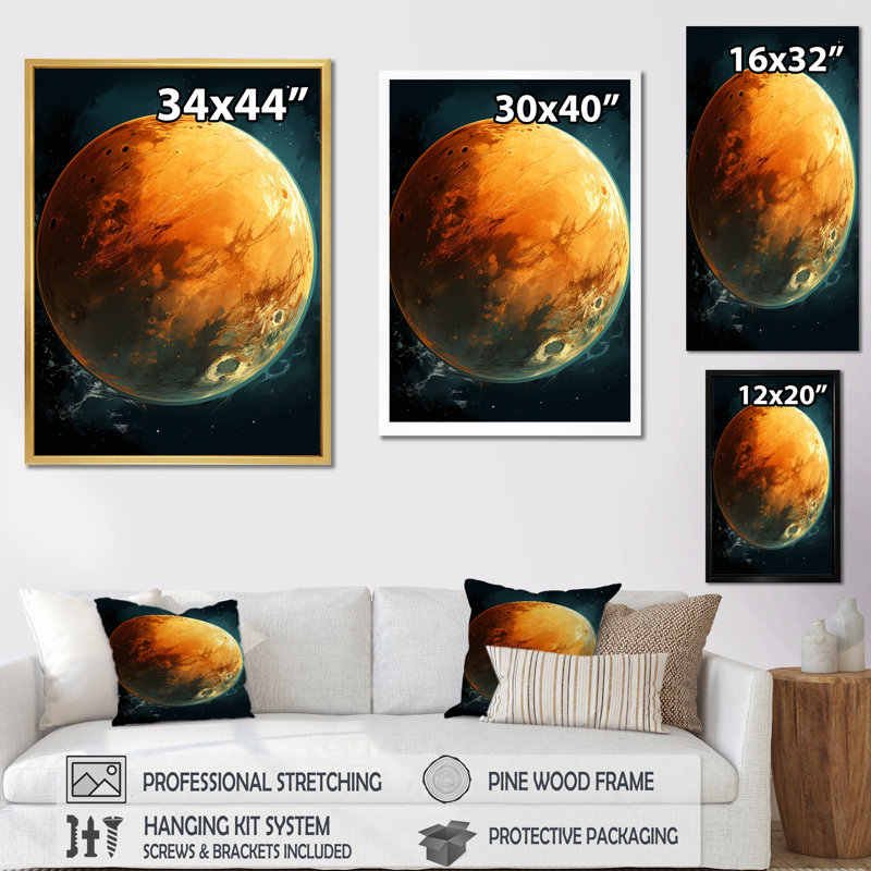 Reproduction sur toile de Jupiter Topaz Titan, Encadrement doré, H 32 po x l 16 po x P 1 po