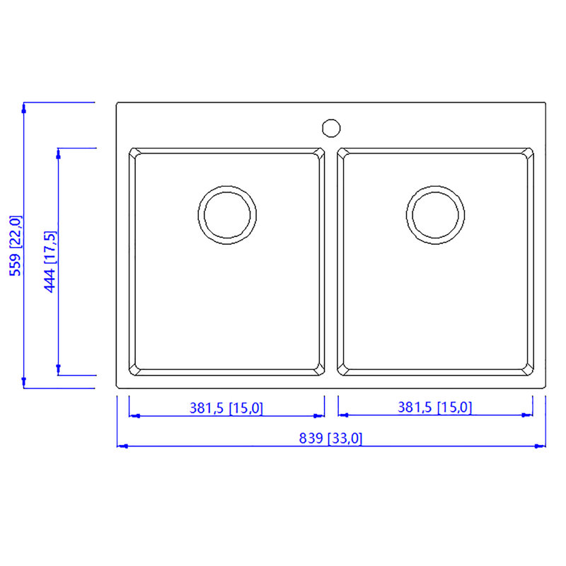 33" L x 22" W Drop-in Kitchen Sink With Faucet