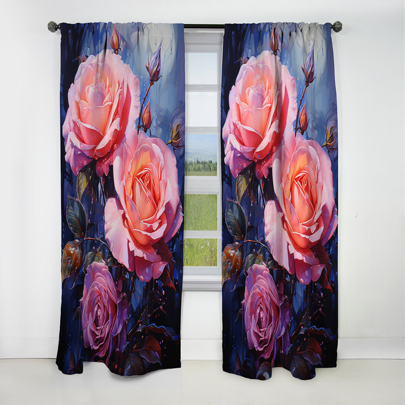 Cormack - Rideau Roses - Rideau occultant à motif floral - 1 panneau, L 52 po x L 63 po