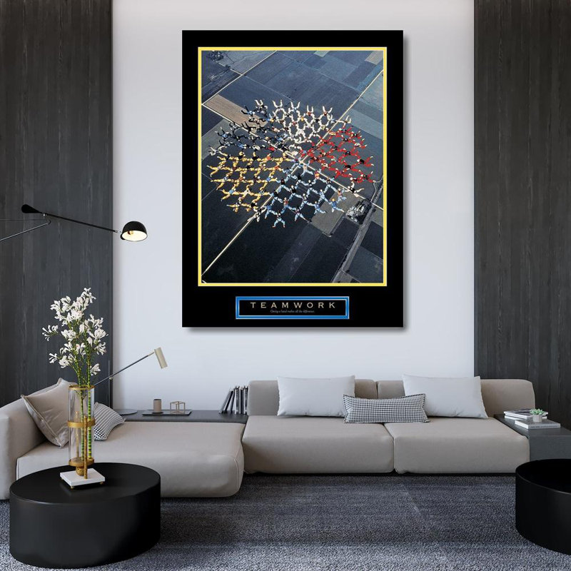 Art sur toile tendue de la galerie Trinx Inconnu, parachutistes, H 47 po x l 36 po