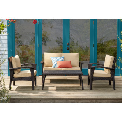 4 Piece Rattan Sofa Seating Group with Cushions by Winston Porter