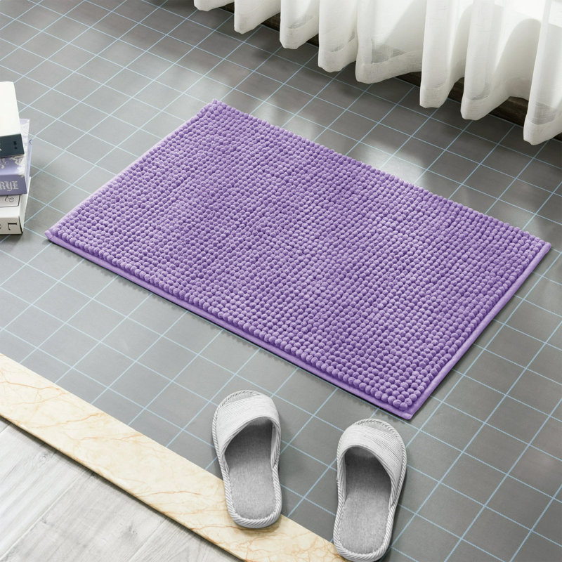 Nelu Ultra Absorbent Non-Slip Chenille Door Mat – Soft Microfiber Mat for Bathroom, Kitchen & Entryway, Lilac