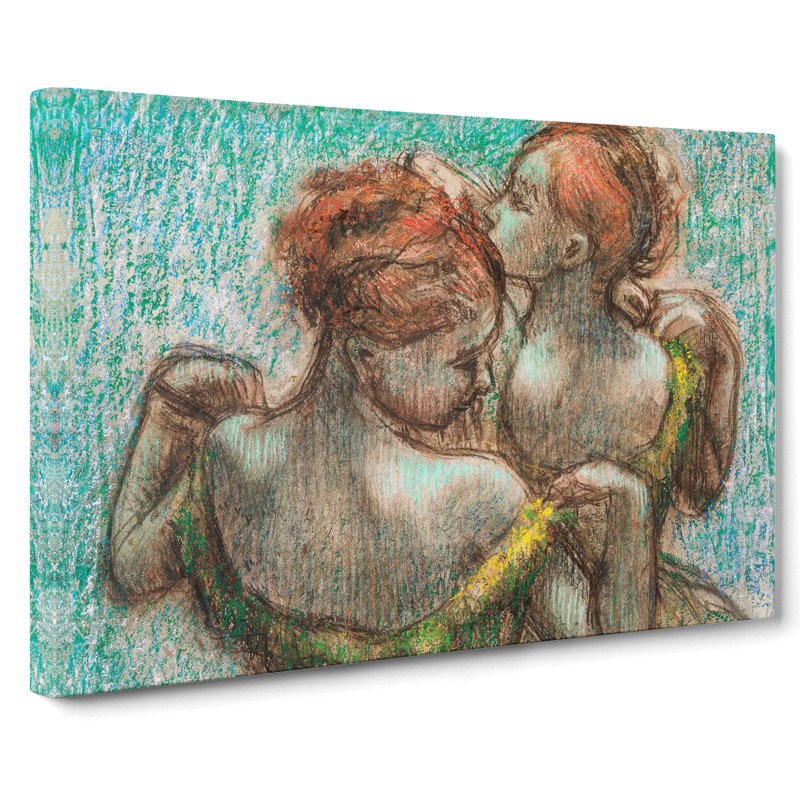 Two Ballet Ballerina Dancers by Edgar Degas - Wrapped Canvas Painting, 40cm H x 60cm W x 3cm D