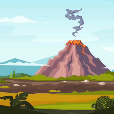 " Wild Landscape With Volcano "