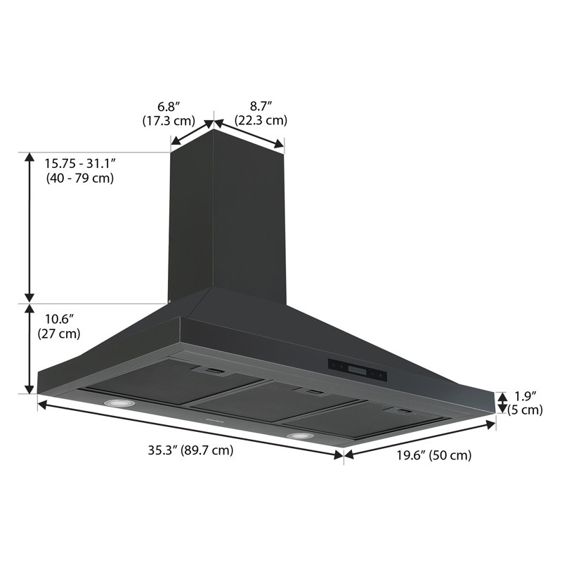 Ancona Stainless Steel 450 CFM Convertible Wall Range Hood with Mesh Filter