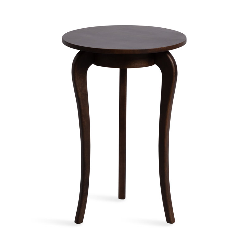 Mariona Round Mango Wood Side Table with Cabriole Curved Legs, Brown