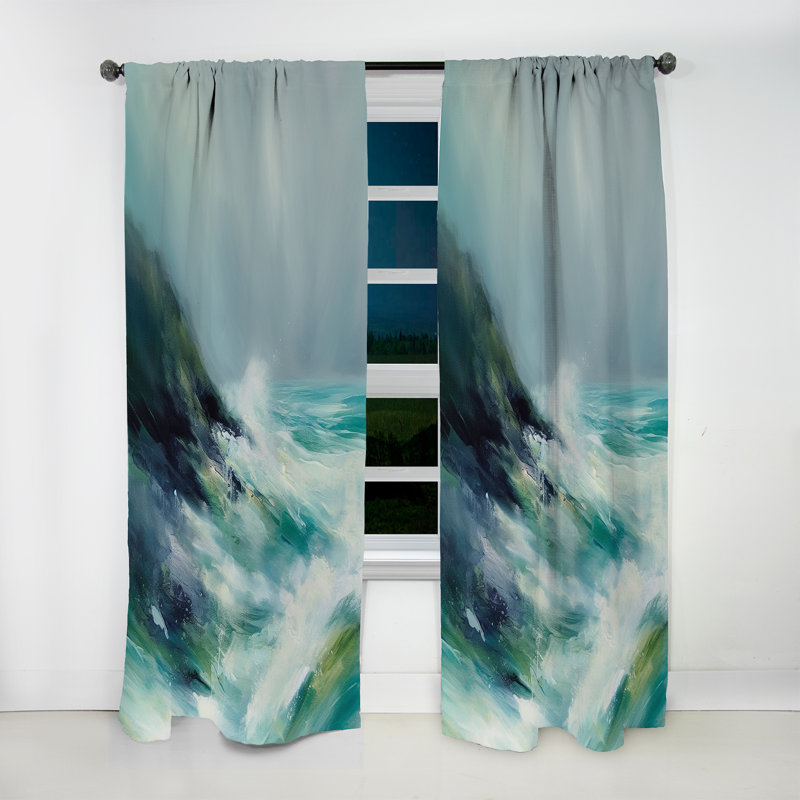 Moffa - Peinture abstraite paysage marin II - Rideau moderne - Velours obscurcissant - 1 panneau, L 52 po x L 63 po