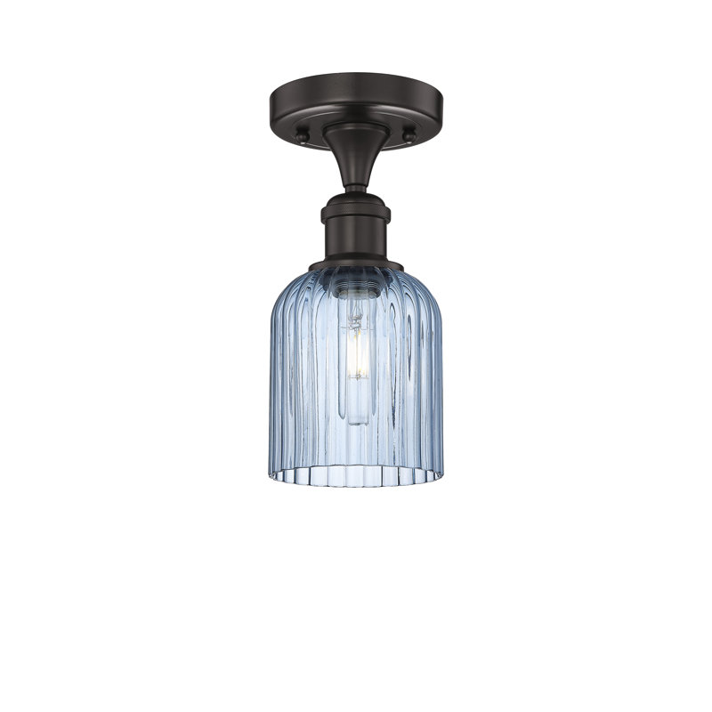 Edison - Adriena - 1 Light 5" Semi-Flush Mount, Oil Rubbed Bronze, Blue