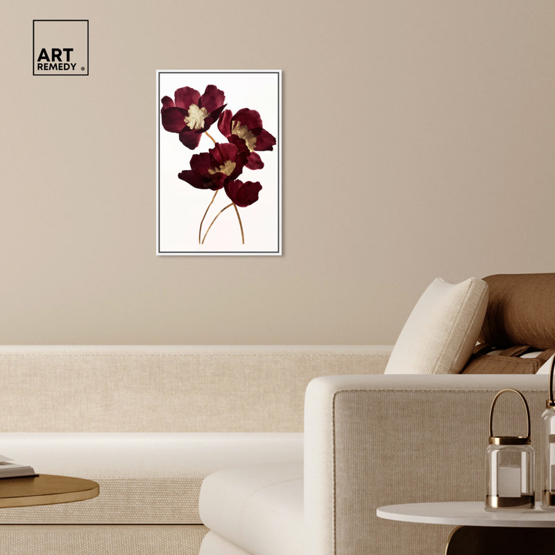 Art mural sur toile Art Remedy Wine Flowers 1 pièce 57114, Cadre blanc, H 31 po x l 21 po