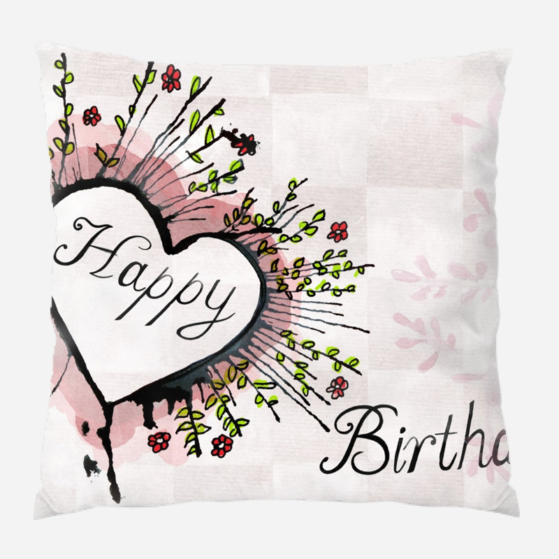 Housse et insert de coussin extérieur mâle Happyy Happy Birthday, Microsuède, Intérieur
