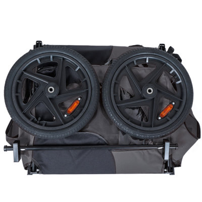 Remorque pour vélo robuste pliable pour animaux de compagnie, roues tout-terrain de 16 pouces avec attelage universel, transporteur pliable pour chien noir et gris foncé
