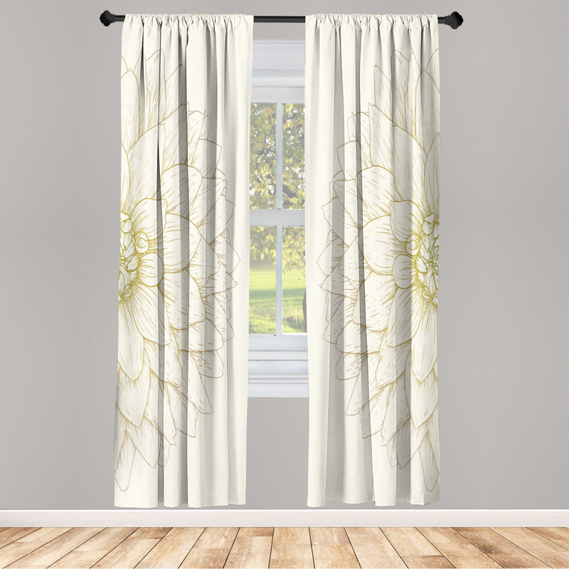 Microfiber Floral Semi-Sheer Rod Pocket Curtain Panels, 28" W x 95" L, Light Green/White