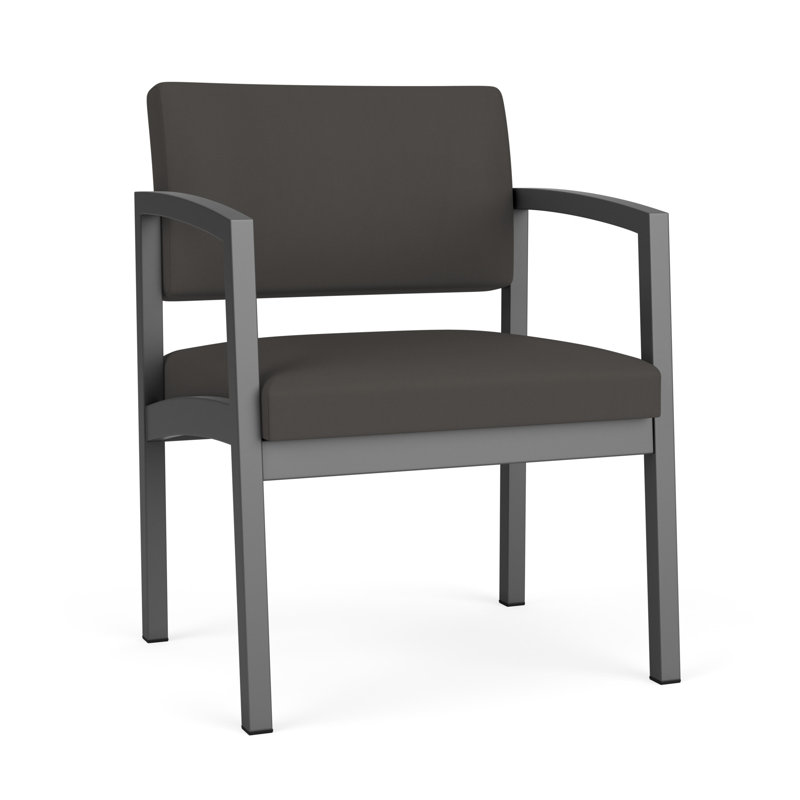 Chaise d'invité en acier Lenox, Noir Patriot Plus - Vinyle lavable au chiffon, Gris anthracite