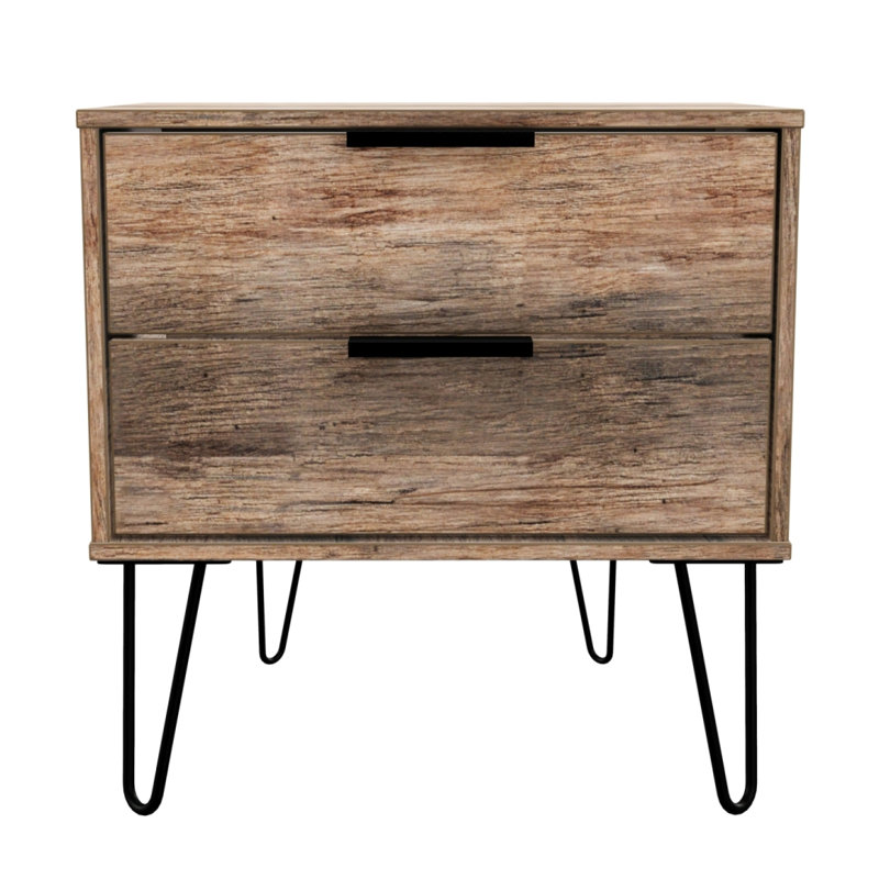 Fully Assembled Myakka 2 Drawer Bedside Table, Oak