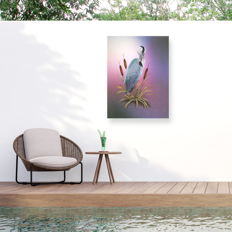 Toile d'extérieur Dave Bartholet Sunset Heron, H 14 po x l 19 po