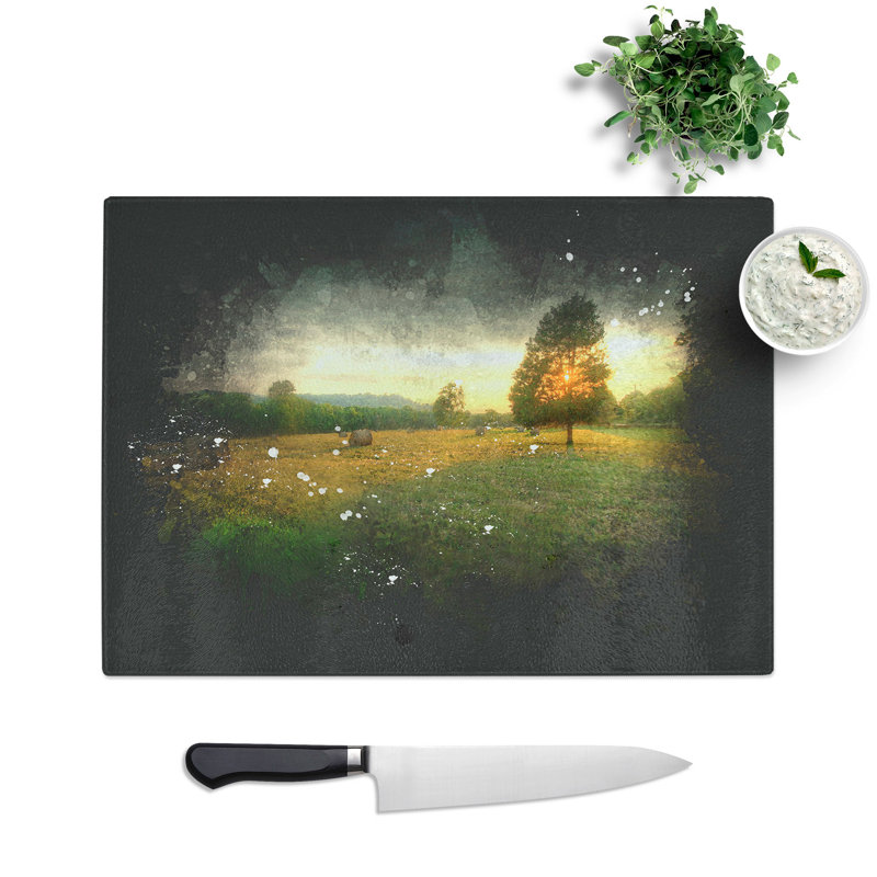 Countryside View Paint Splash Chopping Board, 0.4cm H x 20cm W x 28.5cm L