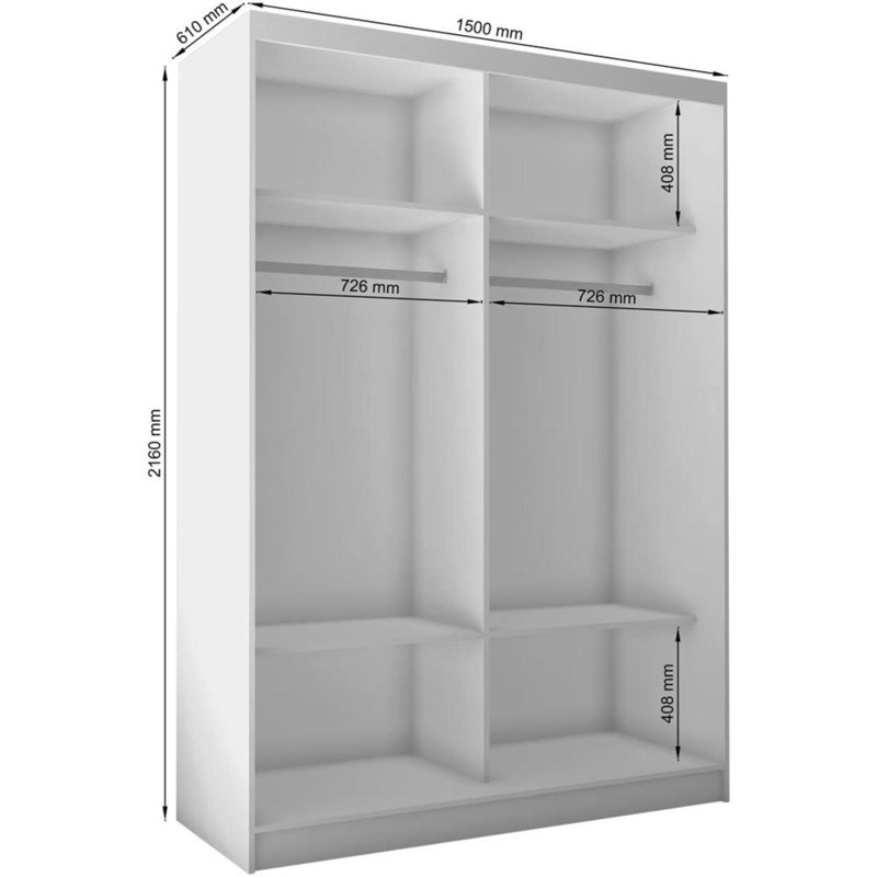Ascher 2 Door Sliding Wardrobe, Brown