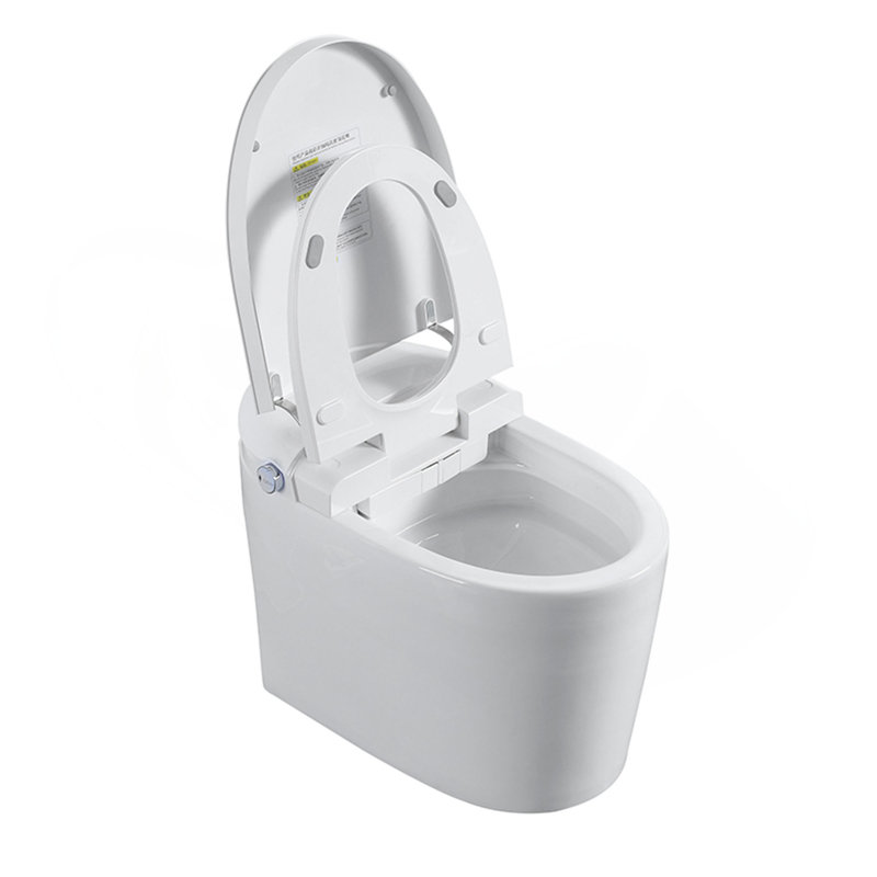 Toilette intelligente sans réservoir avec bidet intégré, une pièce, chasse d'eau automatique, ouverture / fermeture automatique, siège chauffant, lavage à bulles, eau chaude et sèche, température réglable, télécommande