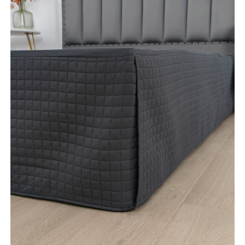  Jupe de lit en microfibre matelassée Grid, Grand, Charcoal