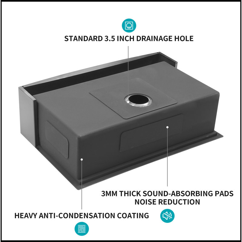 Farmhouse Sink - Évier de cuisine 27 po x 21 po x 10 po à tablier frontal en acier inoxydable de calibre 16