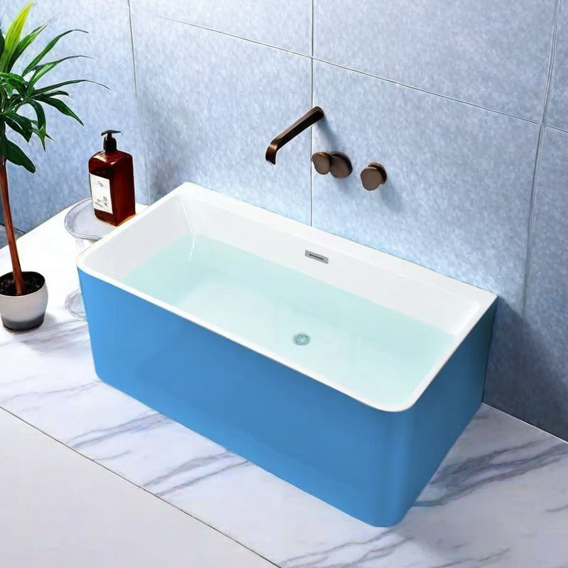 Ensemble de douche et baignoire rectangulaire sans cadre H 63,2 po x H 23,2 po, Bleu