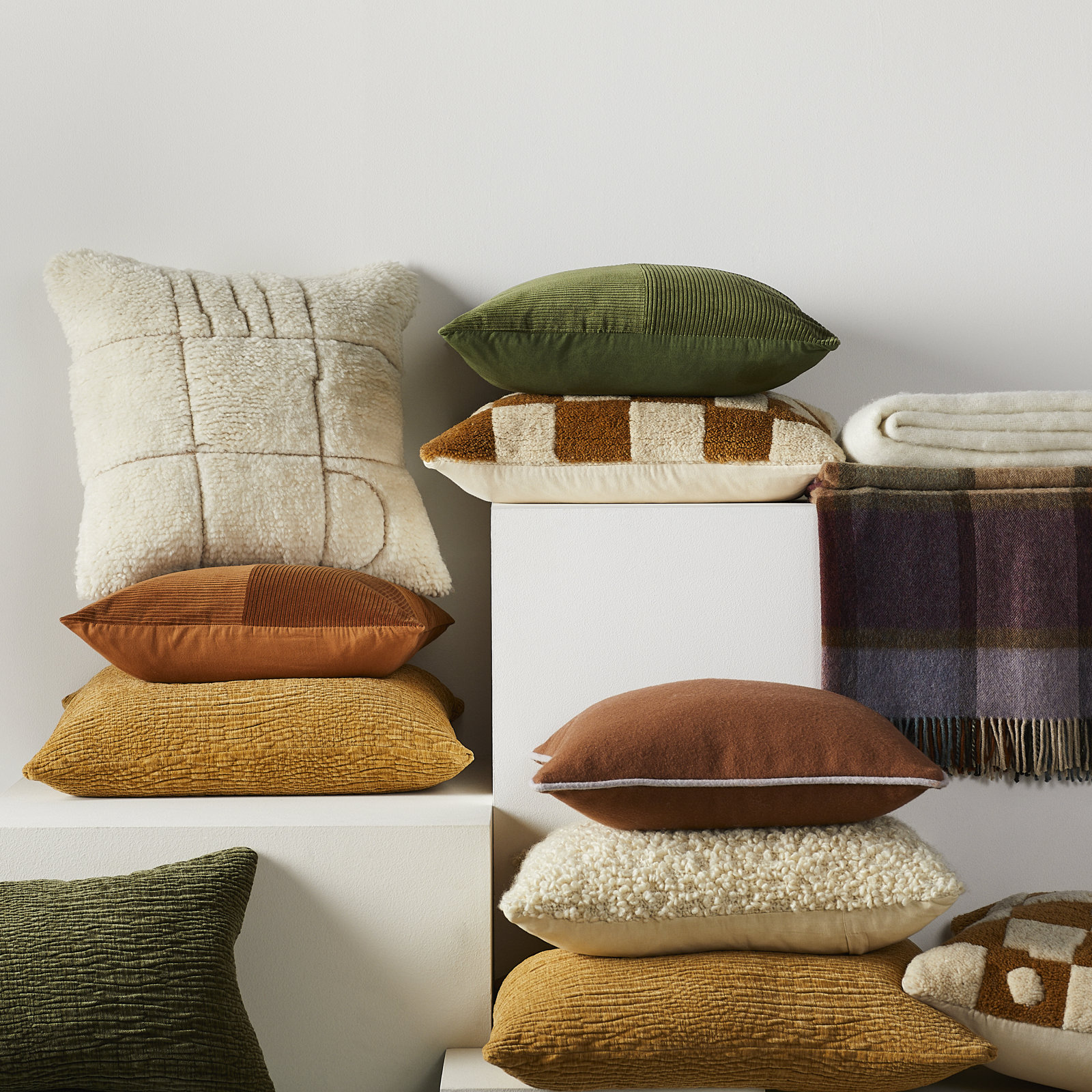 Lombard Wool Throw Pillow, 18" x 18", Down, Medium Brown