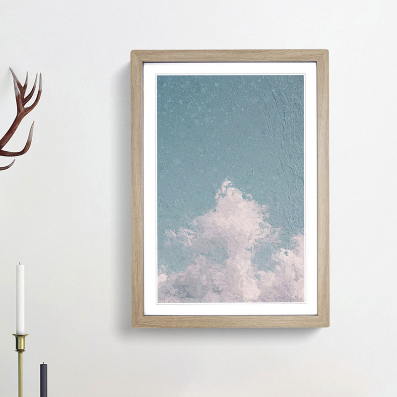 White Clouds Reaching Upwards - Framed Print, 65cm H x 48cm W x 2cm D, Oak Framed
