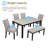 Dining Table Set With Bench, Solid Wood Kitchen Table With 4 Chairs, Grey & Black