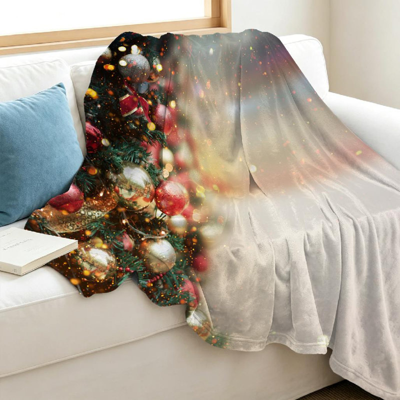 Jeté en flanelle dorée ultra douce, imprimé recto de Noël, Throw 40" x 50"