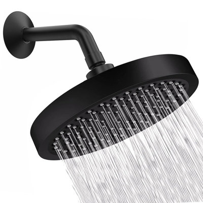 Matte Black One-Function 6" Diameter Spray Head Eco-Performance Showerhead