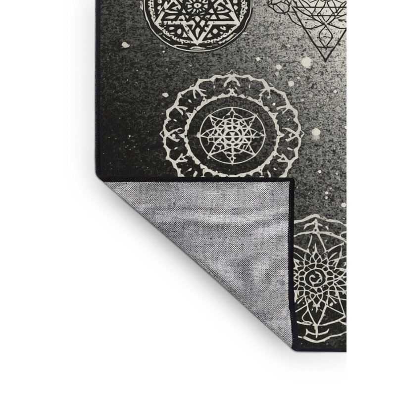 Tapis géométrique beige / noir lavable à la machine Oakridge, 5 x 7