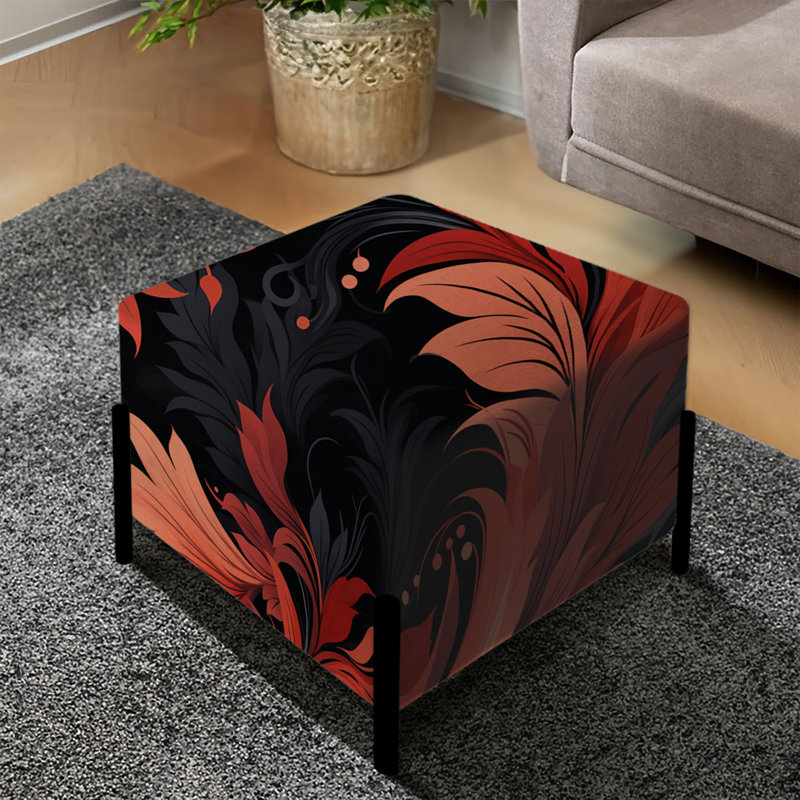 Ember Twilight Moody Patterns I - Floral Square Ottoman