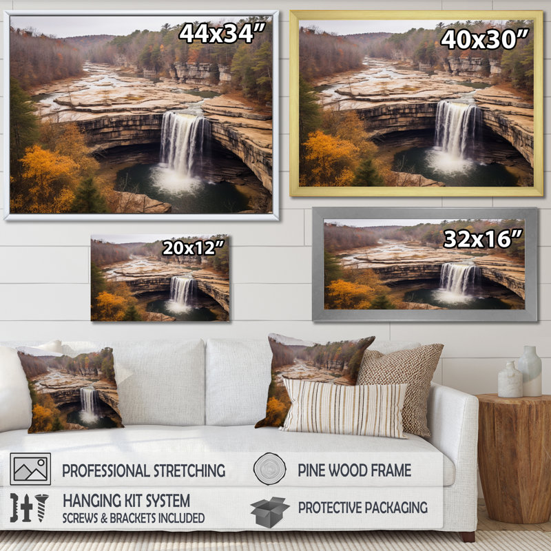 Alabama Water Cascades Beauty II - impression, H 12 po x l 20 po x P 1 po, Cadre photo blanc