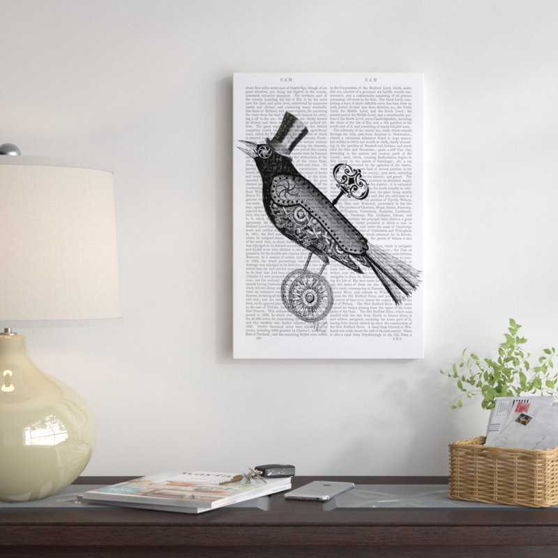 «Steampunk Crow», impression sur toile, H 18 po x l 12 po x P 1,5 po, Pas de tapis, Toile tendue