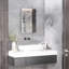 Armoire à pharmacie encastrée avec miroir, armoire de salle de bain à fixation murale avec porte simple et tablettes de rangement, blanc