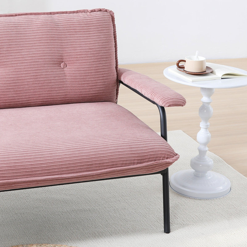 53 po, beige, rose, noir, mélange, conception à boutons, structure en métal, coussin rembourré en éponge 2 places de style moderne, loisirs à la maison