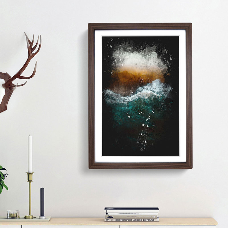 Beach in Santa Monica - Framed Print, 87cm H x 62cm W x 2cm D, Walnut Framed