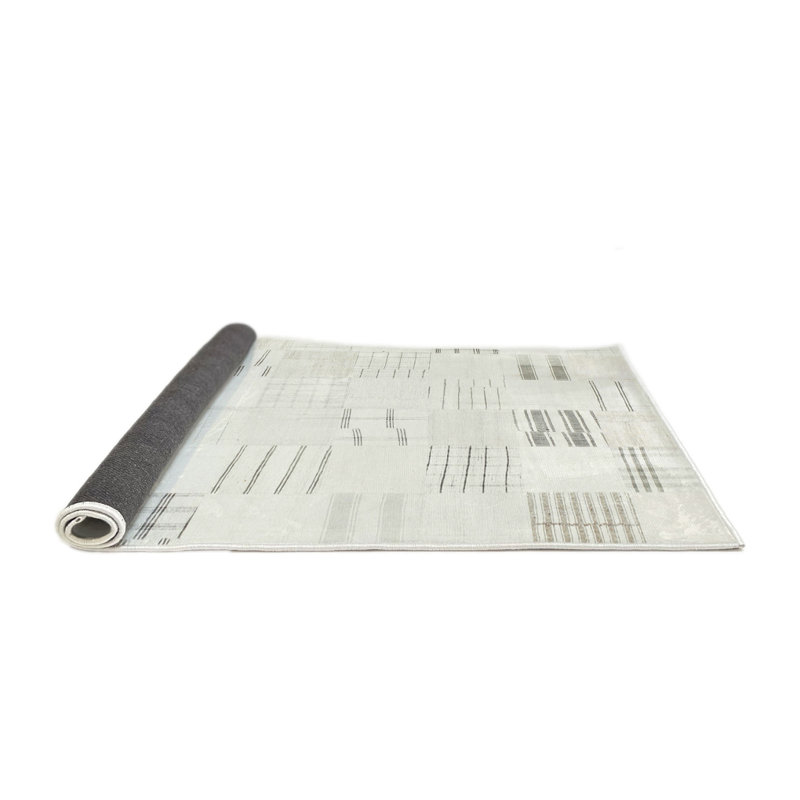 Tapis abstrait crème / gris, Rond 3 pi