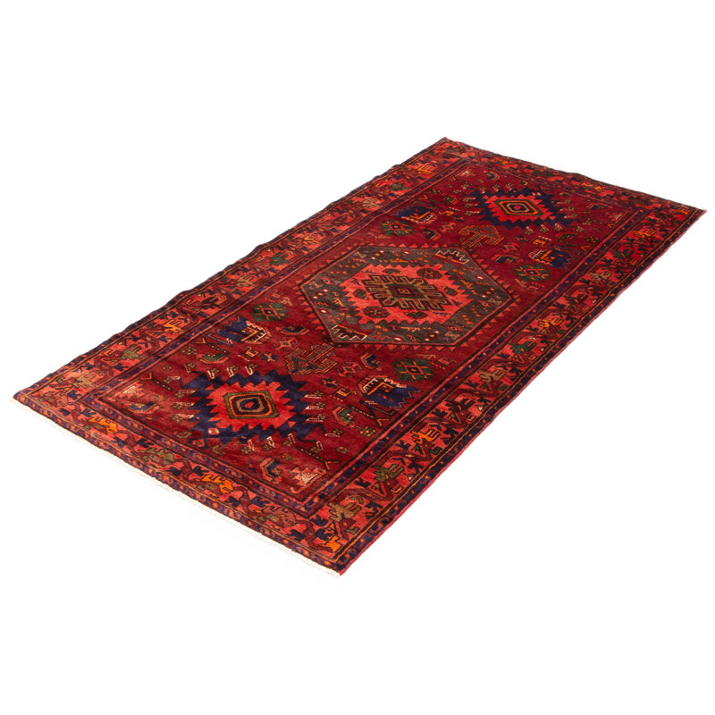 Tapis rouge en laine noué à la main 4 pi 4 po x 8 pi 4 po Andelz