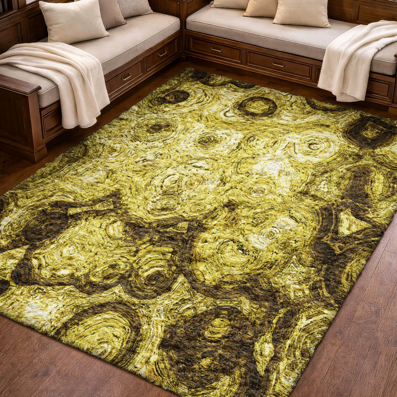 Tapis à poils longs lavable à la machine de qualité supérieure ADS579, Gold, 10' x 14'