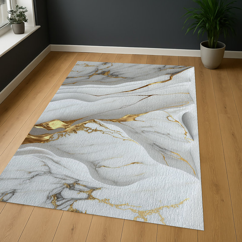 Marble Area Rug, Runner 70 x 140 cm
