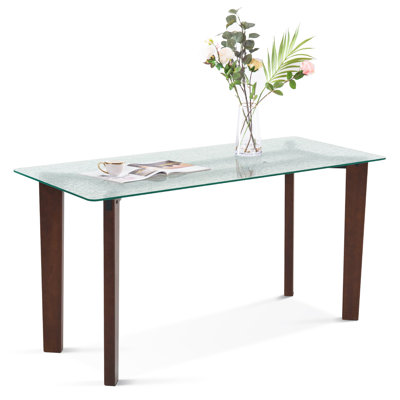 Rodeny 29 L x 55 W Glass Dining Table,Modern Clear Water Rippled Glass Kitchen Table by Ebern Designs
