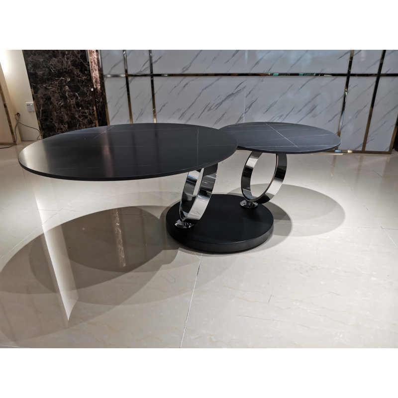 Table basse à piédestal Stephanne, Argent, Noir