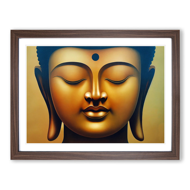 Golden Buddha Vol.1 - Single Picture Frame Print, 46cm H x 64cm W x 2cm D, Walnut Framed